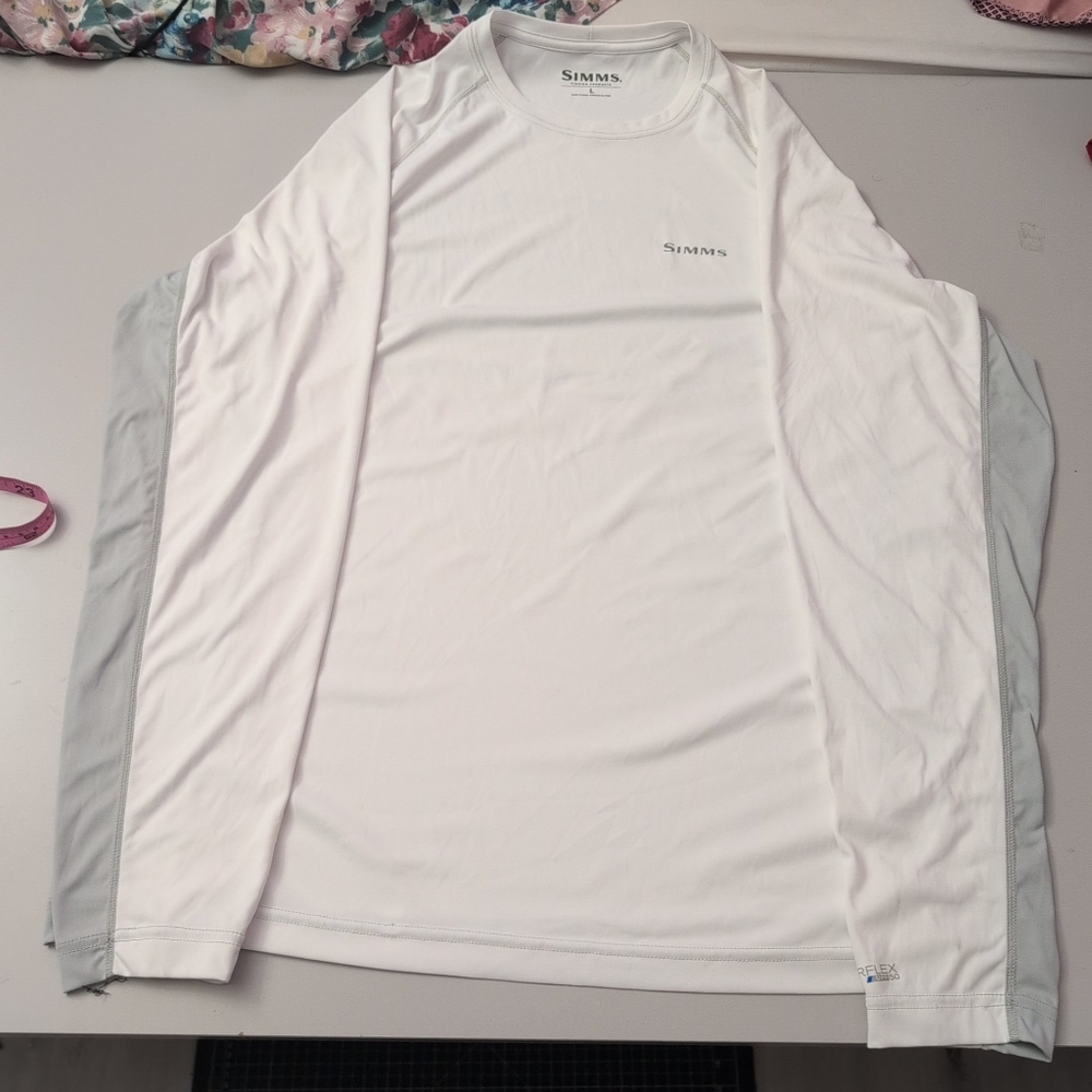 Simms White Long Sleeve Shirt Large Men's